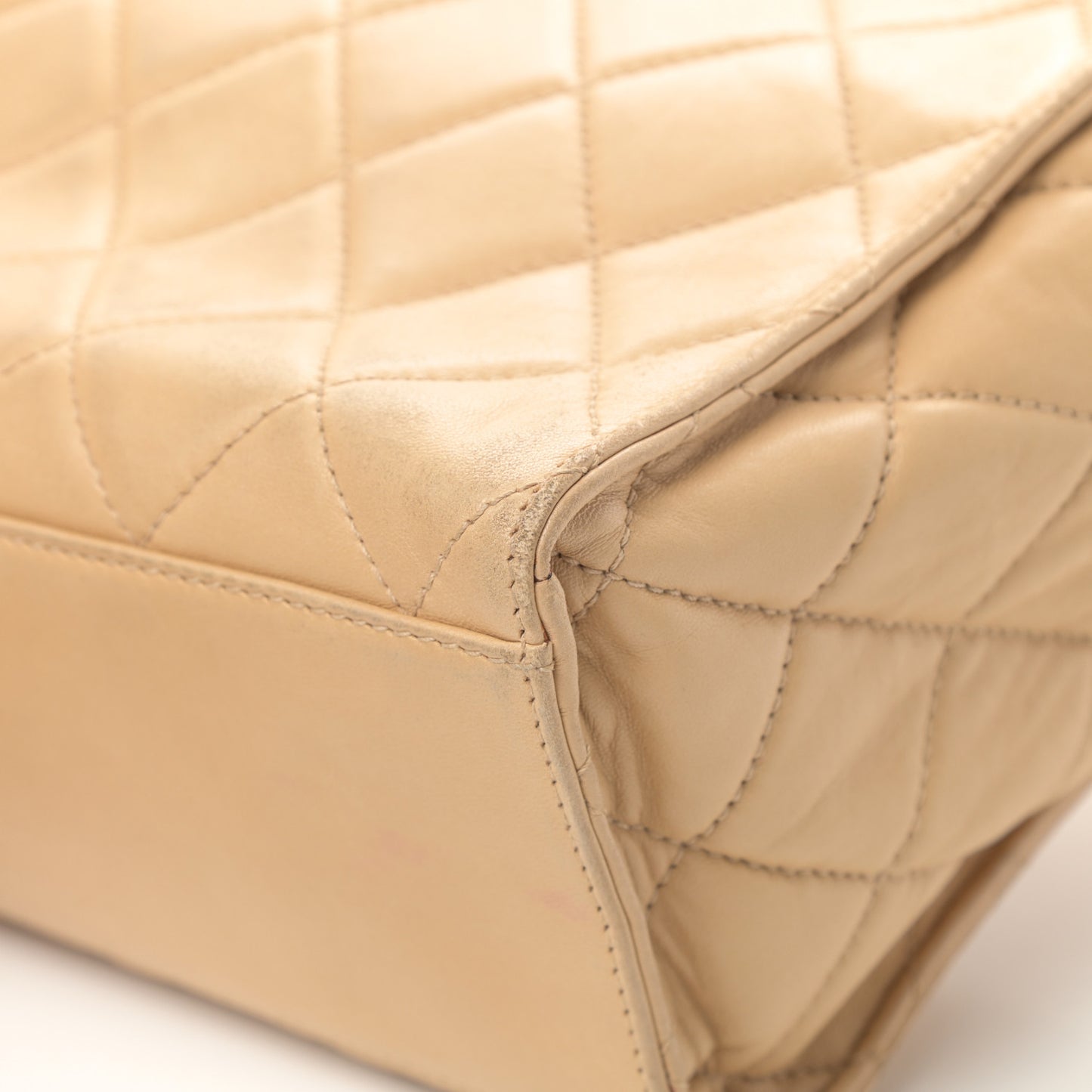 Lambskin Quilted Shoulder Bag Beige
