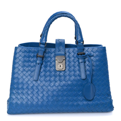 Bottega Veneta Light Calf Intrecciato Small Roma Tote  Blue 1 of 7