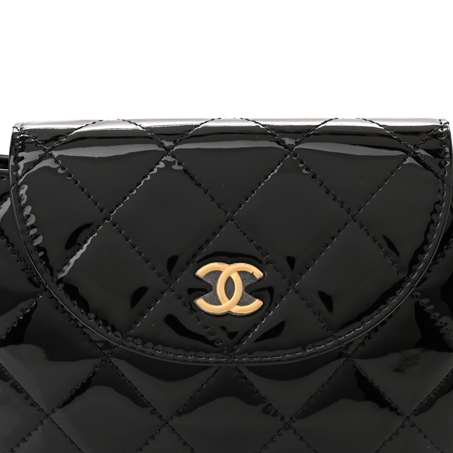 Chanel Patent Calfskin Quilted Chain Hoop Bag Black 8 of 10