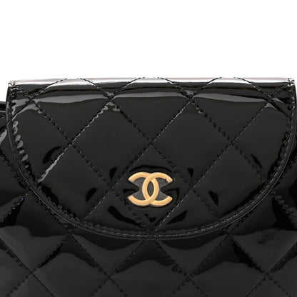 Chanel Patent Calfskin Quilted Chain Hoop Bag Black 8 of 10