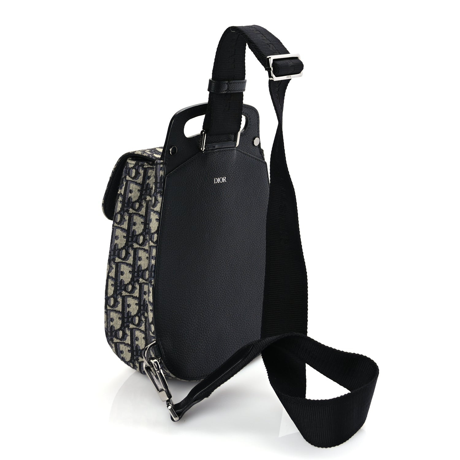 Christian Dior Grained Calfskin Oblique Mini Gallop Sling Bag Blue Black 2 of 8