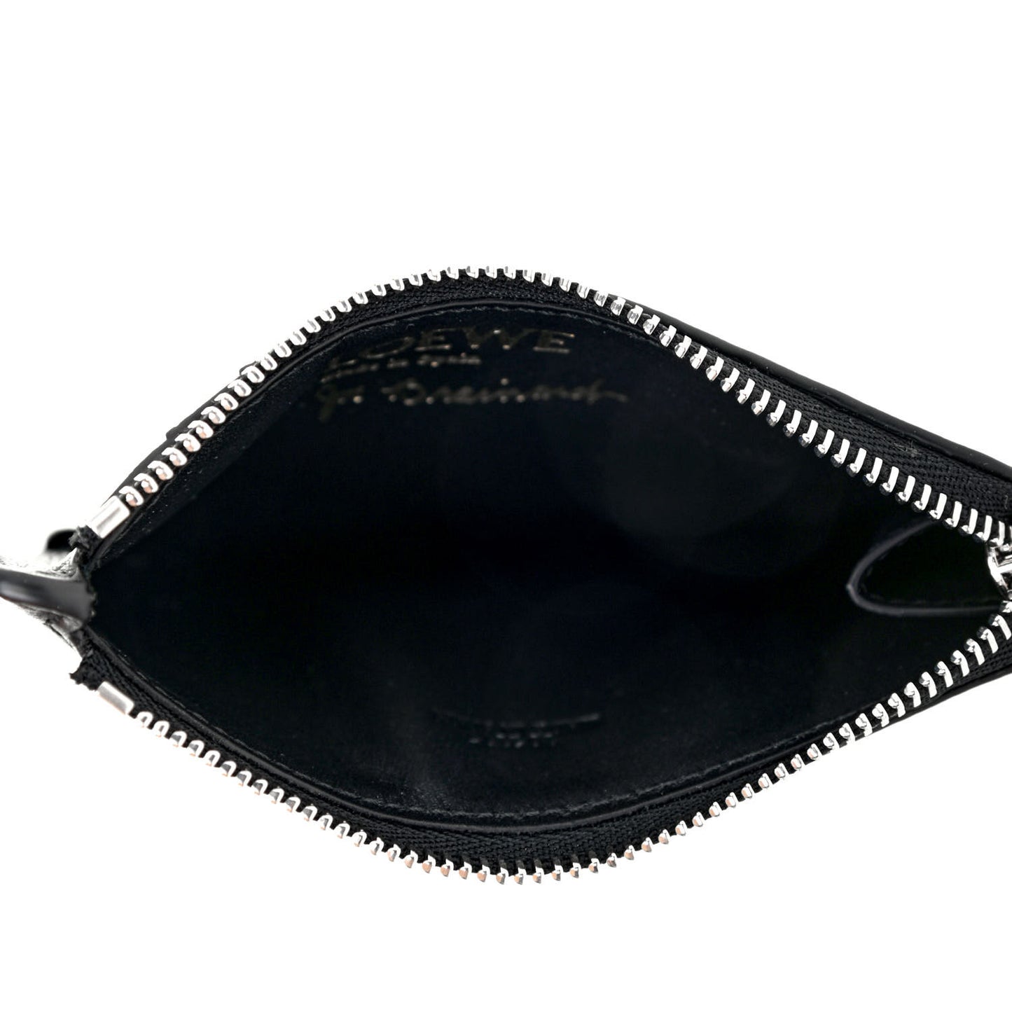Calfskin Words Coin Card Holder Black