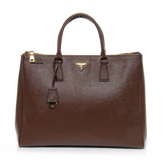 Saffiano Lux Large Double Zip Tote Cacao