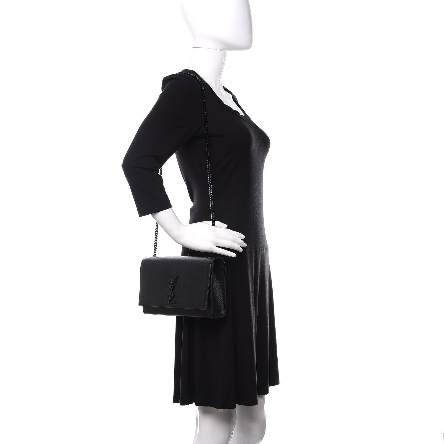 Saint Laurent Grain De Poudre Medium Classic Monogram Kate Satchel Black 2 of 10