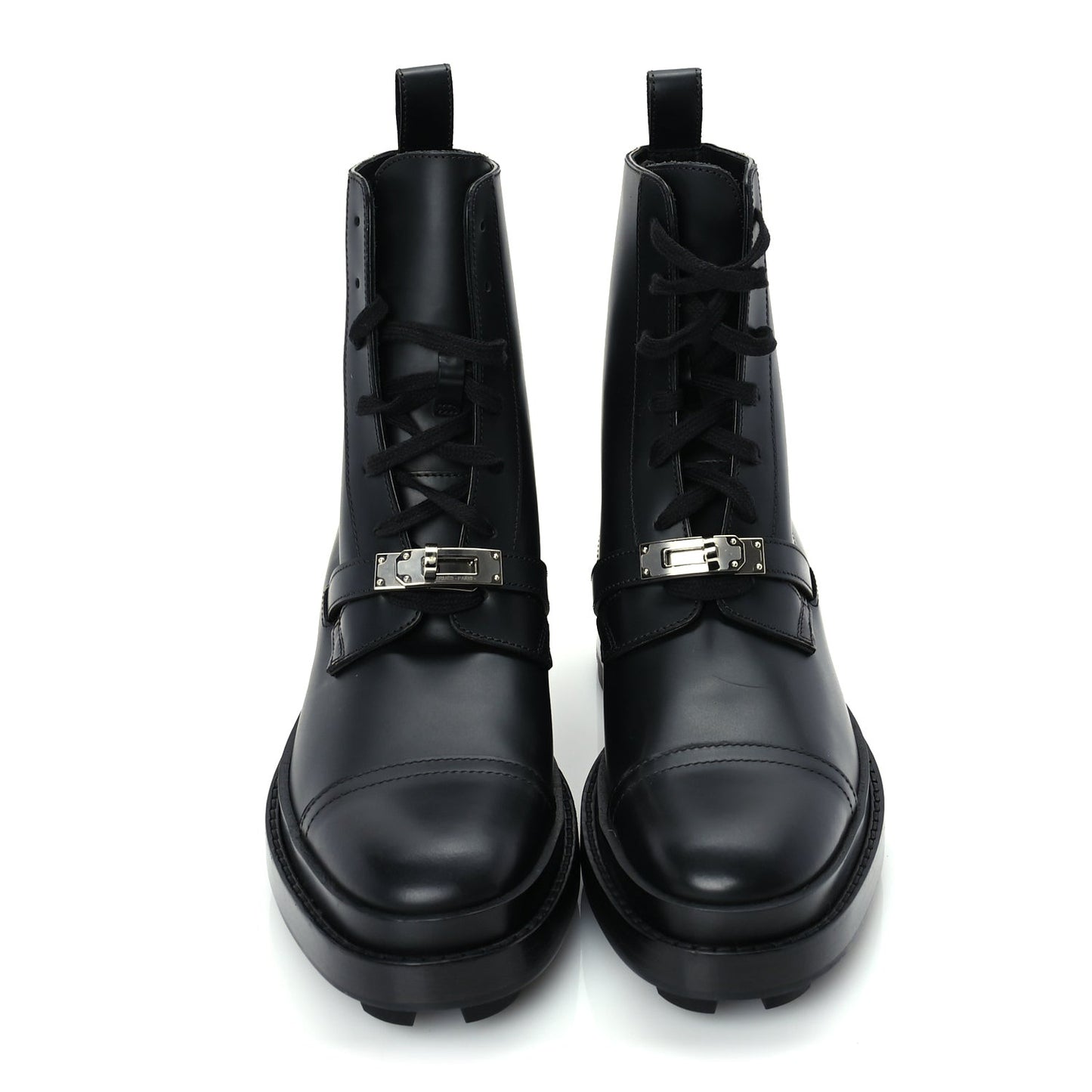 Glossed Calfskin Funk Ankle Boots 37 Black