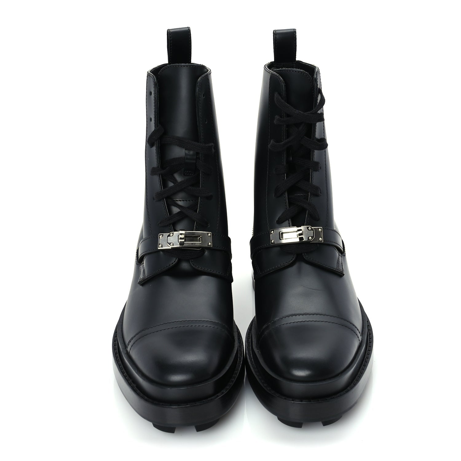 Hermes Glossed Calfskin Funk Ankle Boots 37 Black 3 of 8