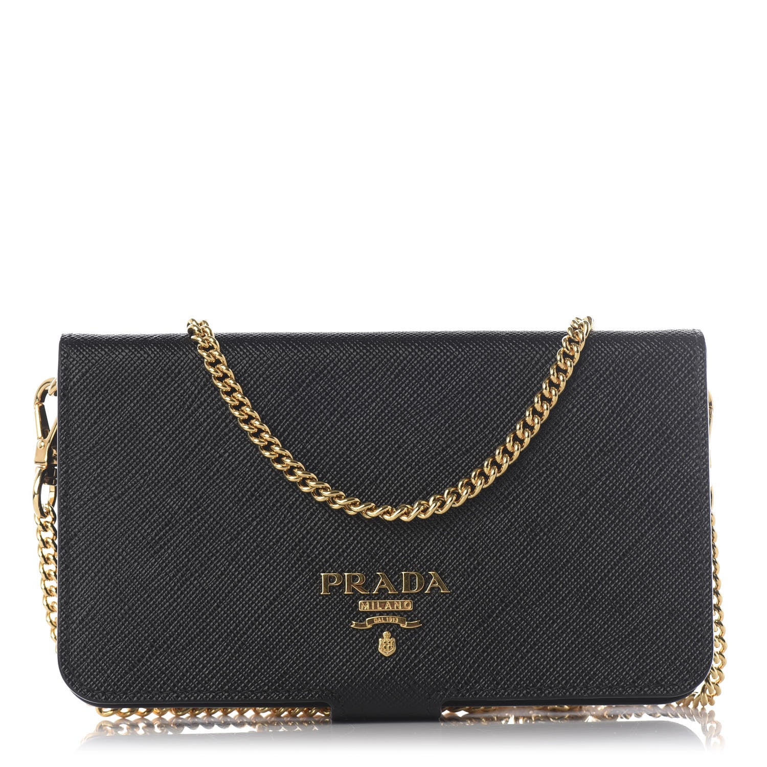 Prada Saffiano Metal iPhone 7 Case Crossbody Wallet Black 1 of 8