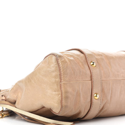 Miu Miu Vitello Lux Gathered Tote Beige 7 of 14