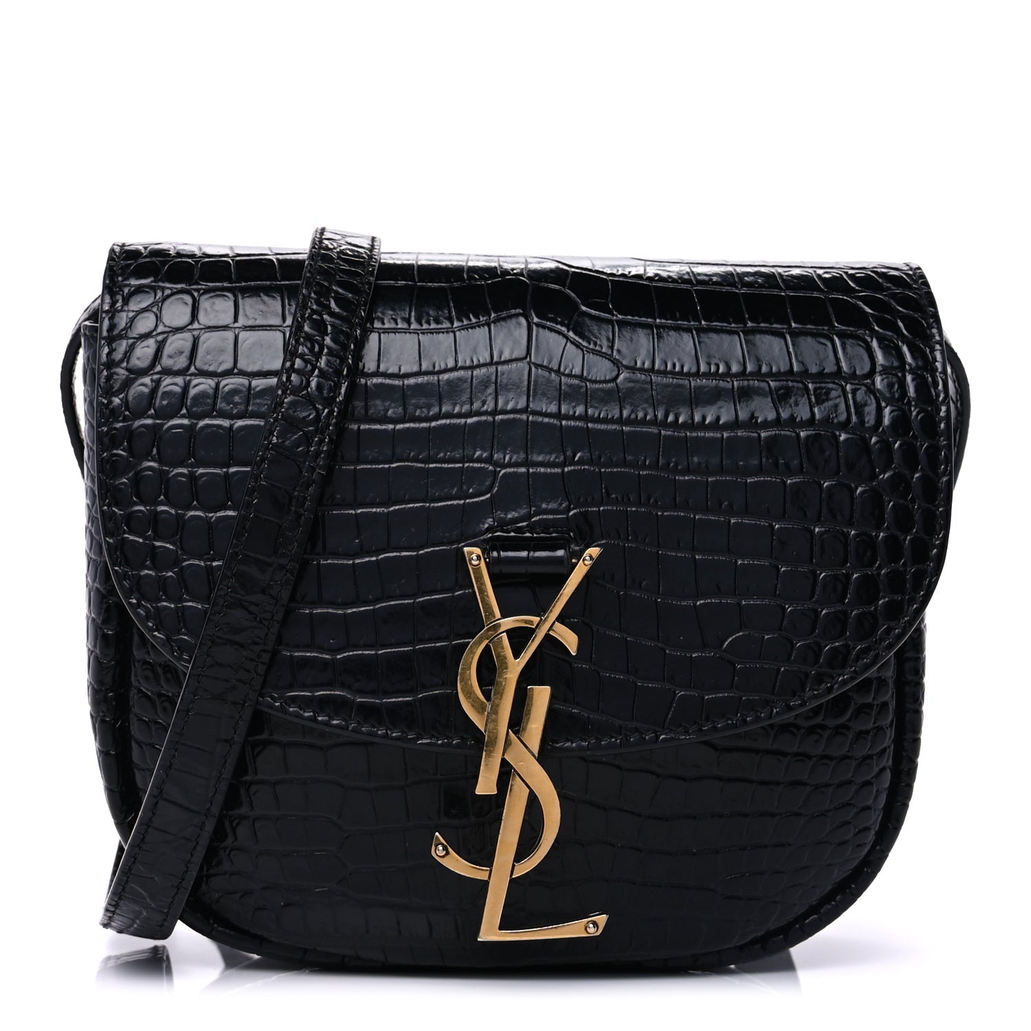 Saint Laurent Crocodile Embossed Calfskin Small Kaia Satchel Black 1 of 8