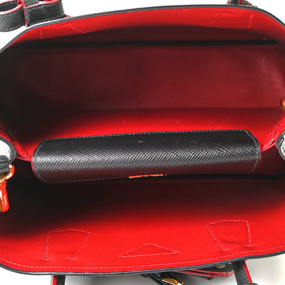 Prada Saffiano Cuir Medium Double Bag Black Fuoco 5 of 10