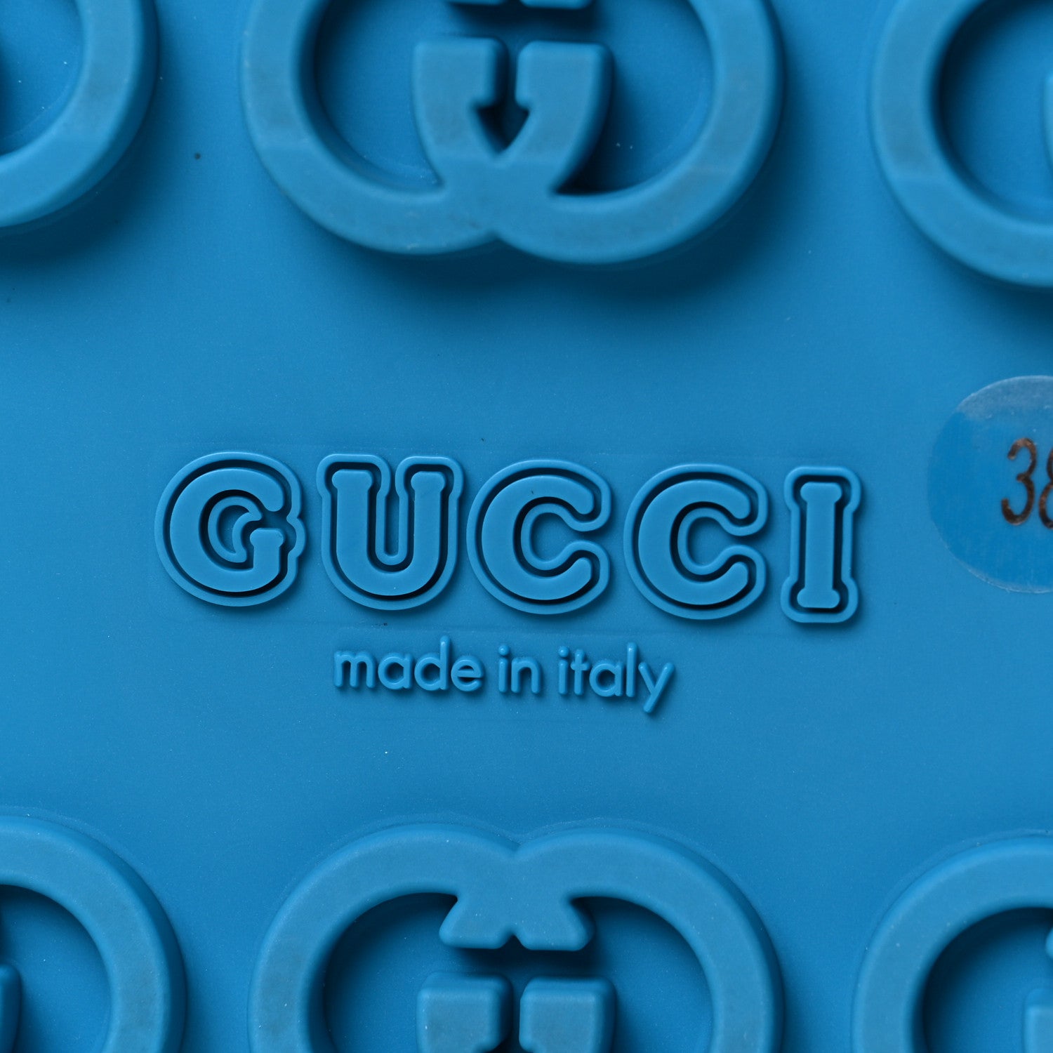 Gucci Soft Rubber Womens Interlocking G Platform 42mm Slide Sandals 38 Bright Aqua 6 of 7