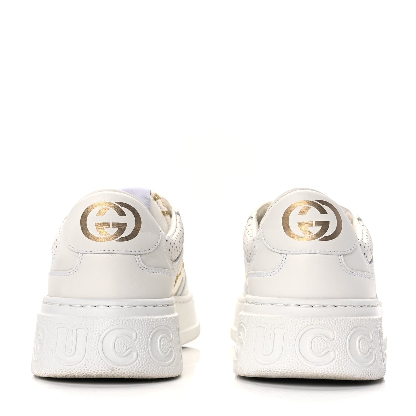 Dali Soft Calfskin GG Tennis Embossed Perforated Womens Platform 55mm Sneakers White Gold