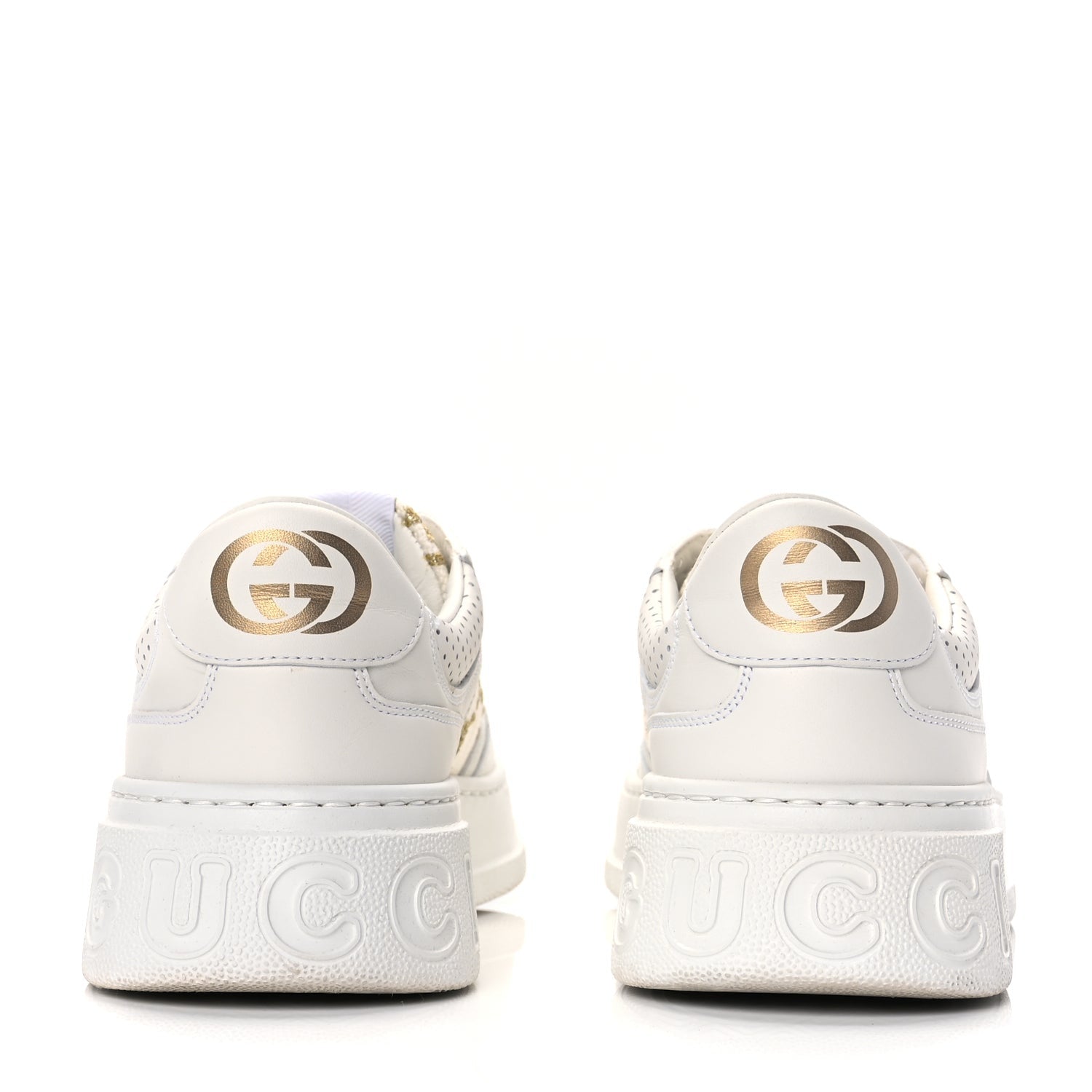 Gucci Dali Soft Calfskin GG Tennis Embossed Perforated Womens Platform 55mm Sneakers White Gold 6 of 10