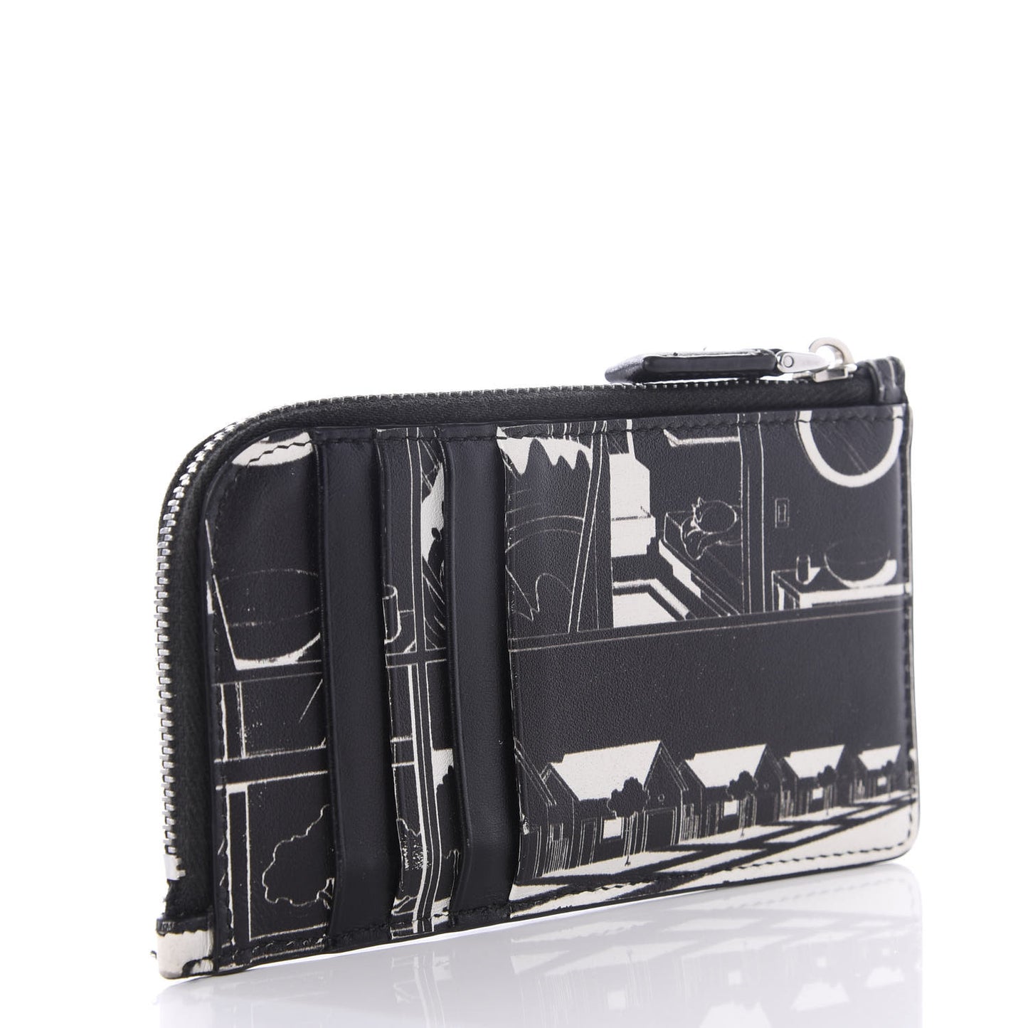 X JAMES JEAN Vitello Comic Print Zip Card Holder Black