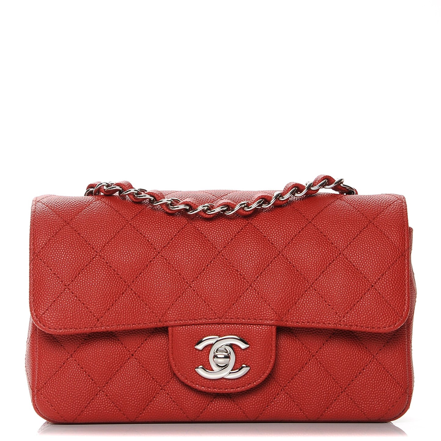 Caviar Quilted Mini Rectangular Flap Red