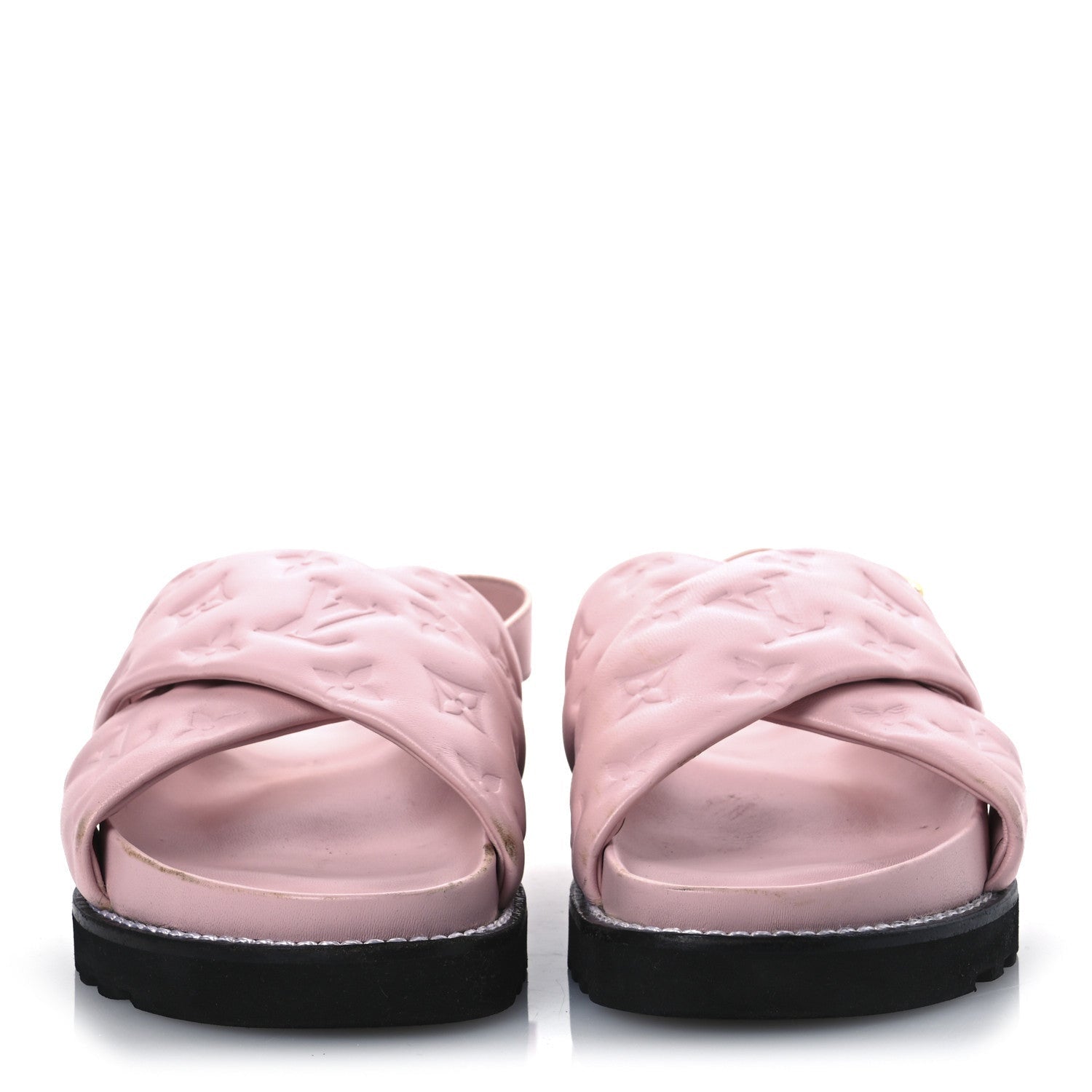 Louis Vuitton Lambskin Monogram Embossed Paseo Flat Comfort Sandals Rose Clair 3 of 7
