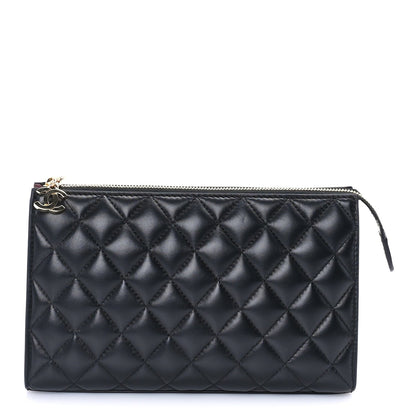 Chanel Lambskin Quilted Small Zipped Pouch  Black 1 of 8