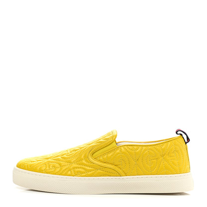 Gucci Nappa Web G Rhombus Quilted Mens Slip On Sneakers 8.5 Straw Yellow Mimosa 1 of 9