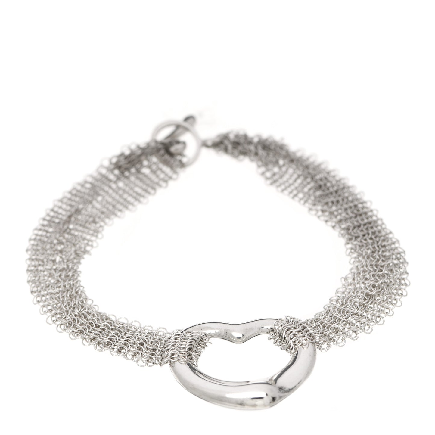 Sterling Silver Elsa Peretti Open Heart Mesh Bracelet
