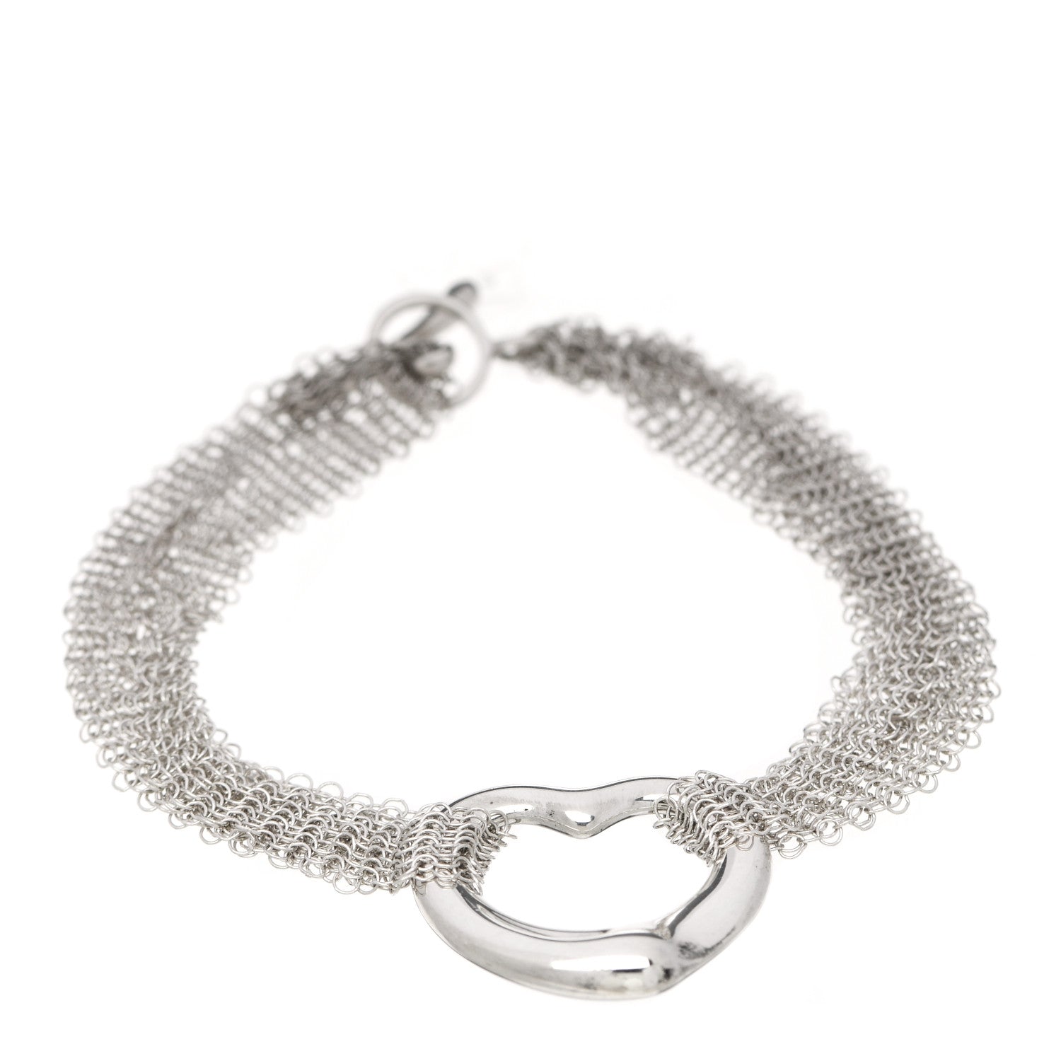 Tiffany Sterling Silver Elsa Peretti Open Heart Mesh Bracelet 1 of 4