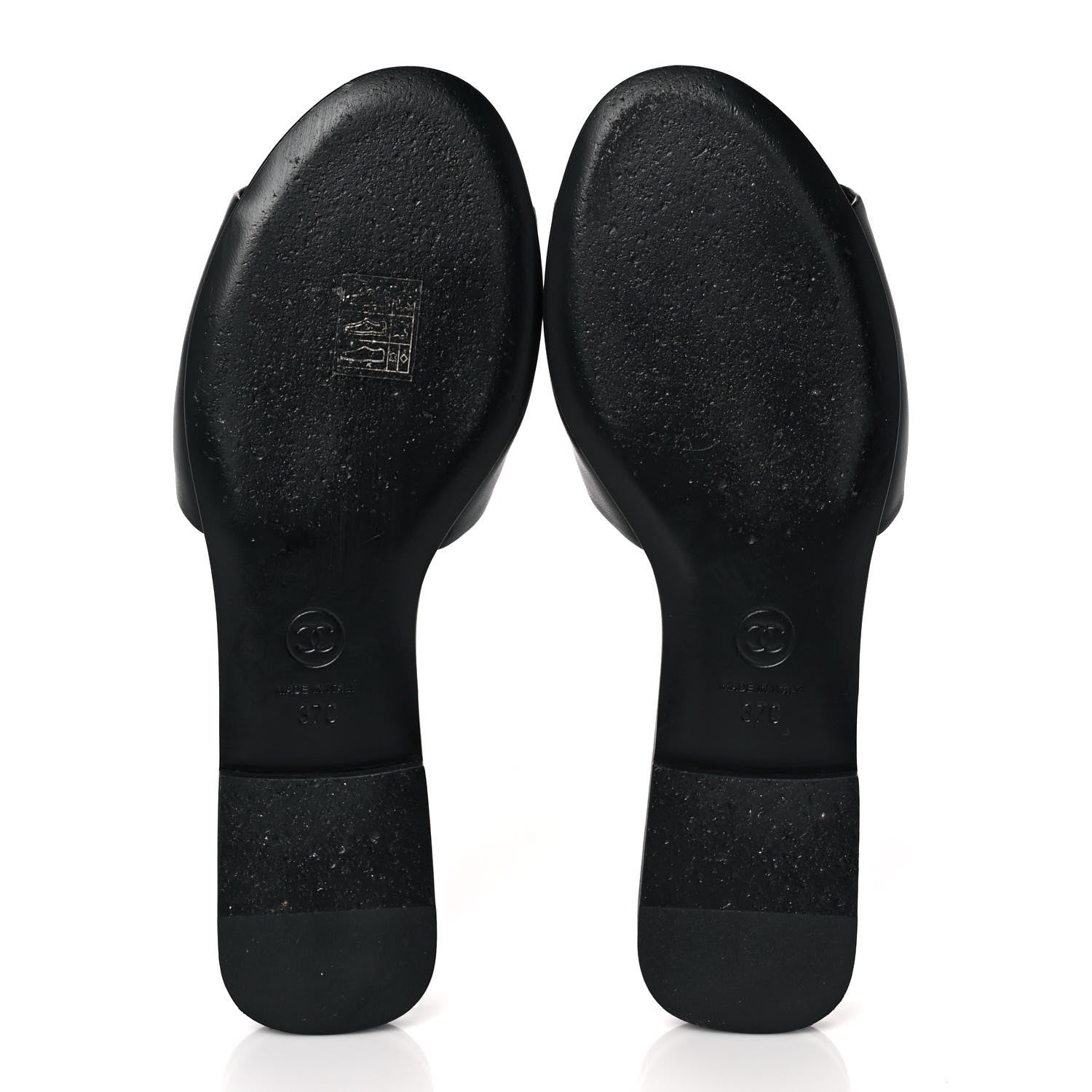 Chanel Lambskin Pearl CC Sandals 37 Black 5 of 9