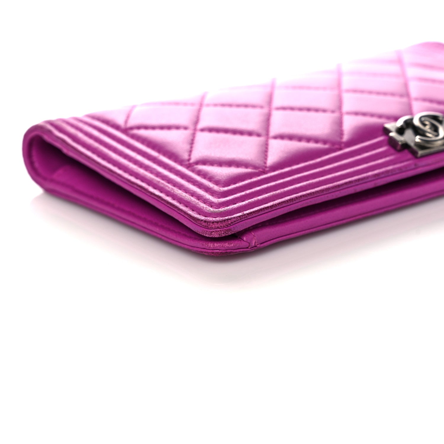 Chanel Lambskin Quilted Boy Yen Wallet Pink 9 of 22