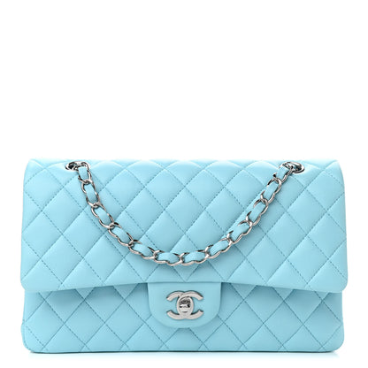 Chanel Lambskin Quilted Medium Double Flap Neon Blue 1 of 10