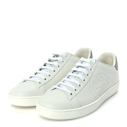 Gucci Calfskin Interlocking G Perforated Womens Ace Sneakers 37.5 White Grey Sky 2 of 8