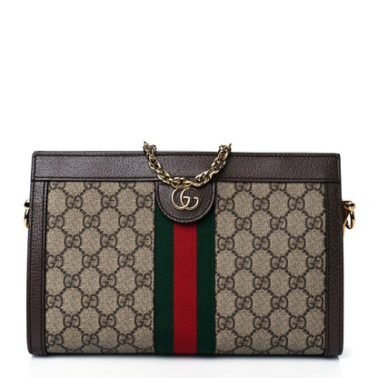 Gucci GG Supreme Monogram Web Small Ophidia Chain Shoulder Bag Brown 1 of 10