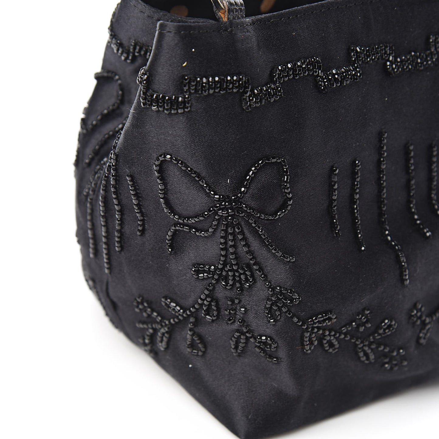 Satin Sequin Embellished Micro Shopping Bag Black