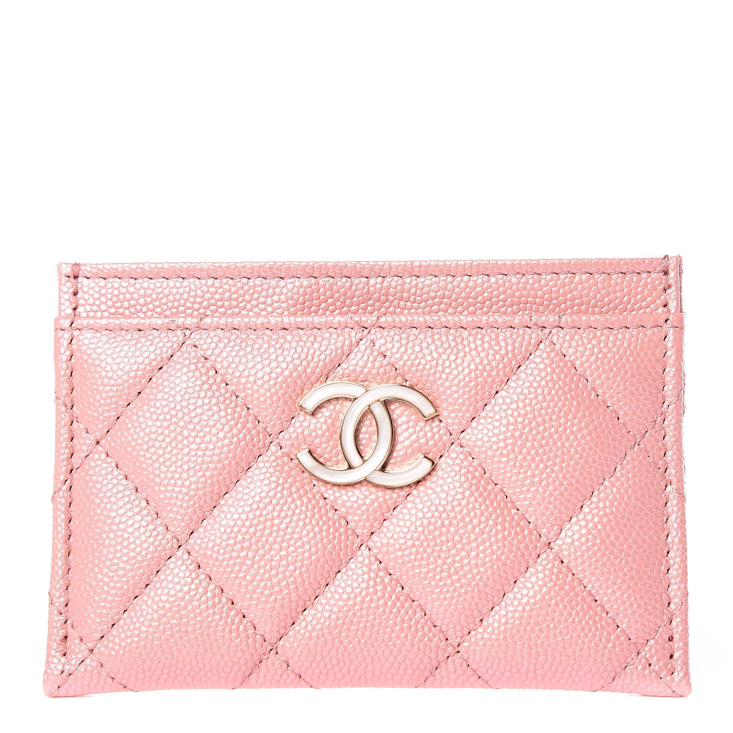 Chanel Iridescent Caviar Quilted Card Holder Rose Pink 1 of 9