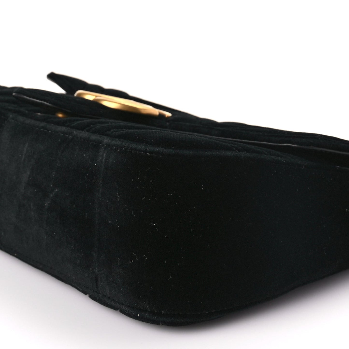 Velvet Matelasse Small GG Marmont Shoulder Bag Black