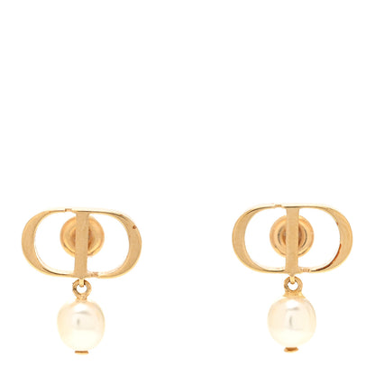 Christian Dior Pearl Logo Earrings Gold 1 of 5