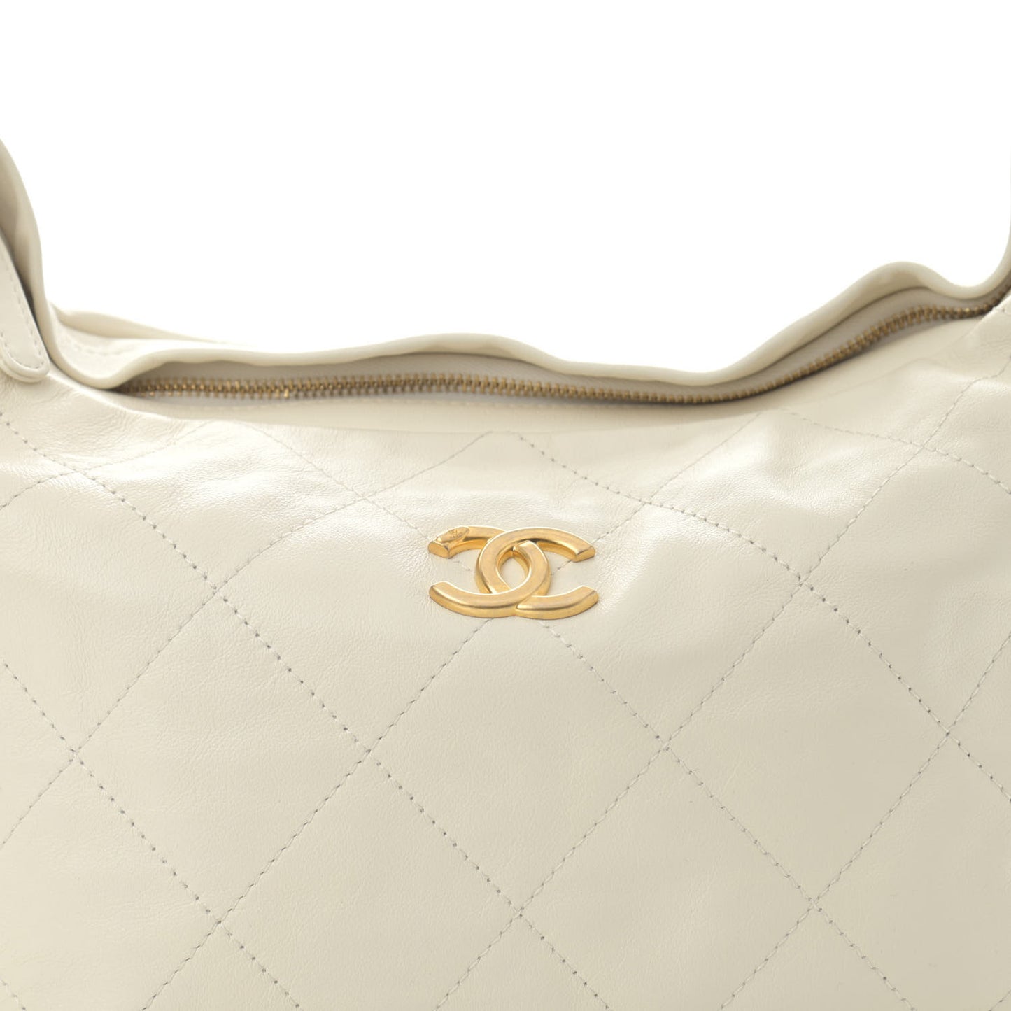 Calfskin Quilted Daily Hobo White