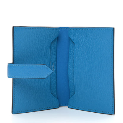 Hermes Chevre Mysore Bearn Card Holder Wallet Bleu Paradis 5 of 8