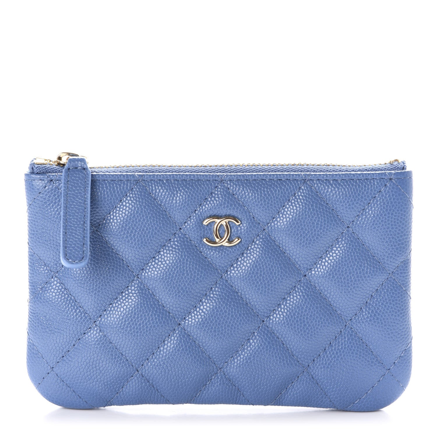 Chanel Caviar Quilted Small Cosmetic Case Blue 1 of 10