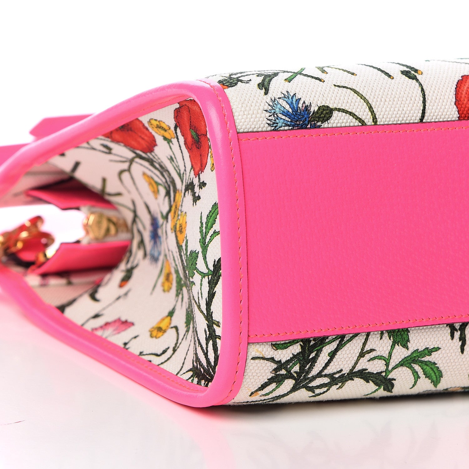 Gucci Canvas Medium Flora Tote Fuchsia 9 of 10