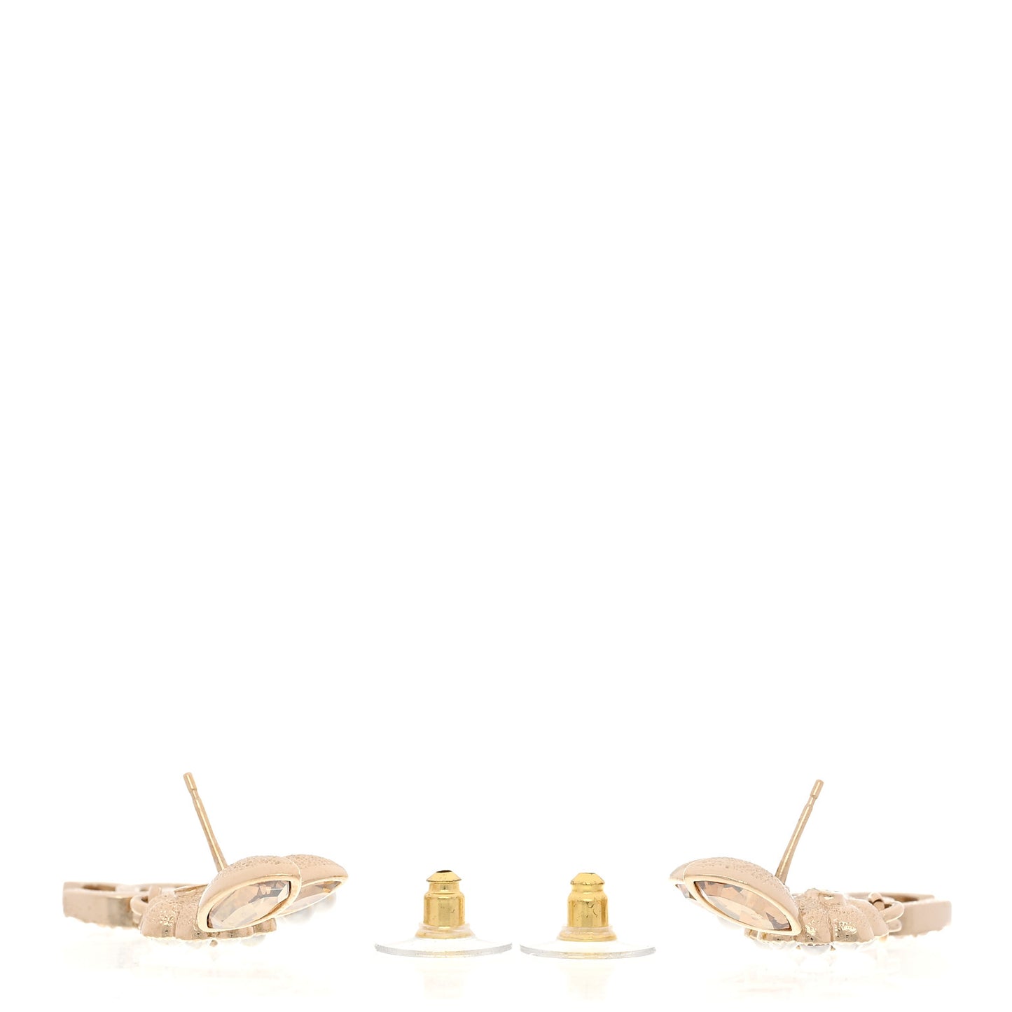 Pearl Crystal Drop CC Earrings Gold White