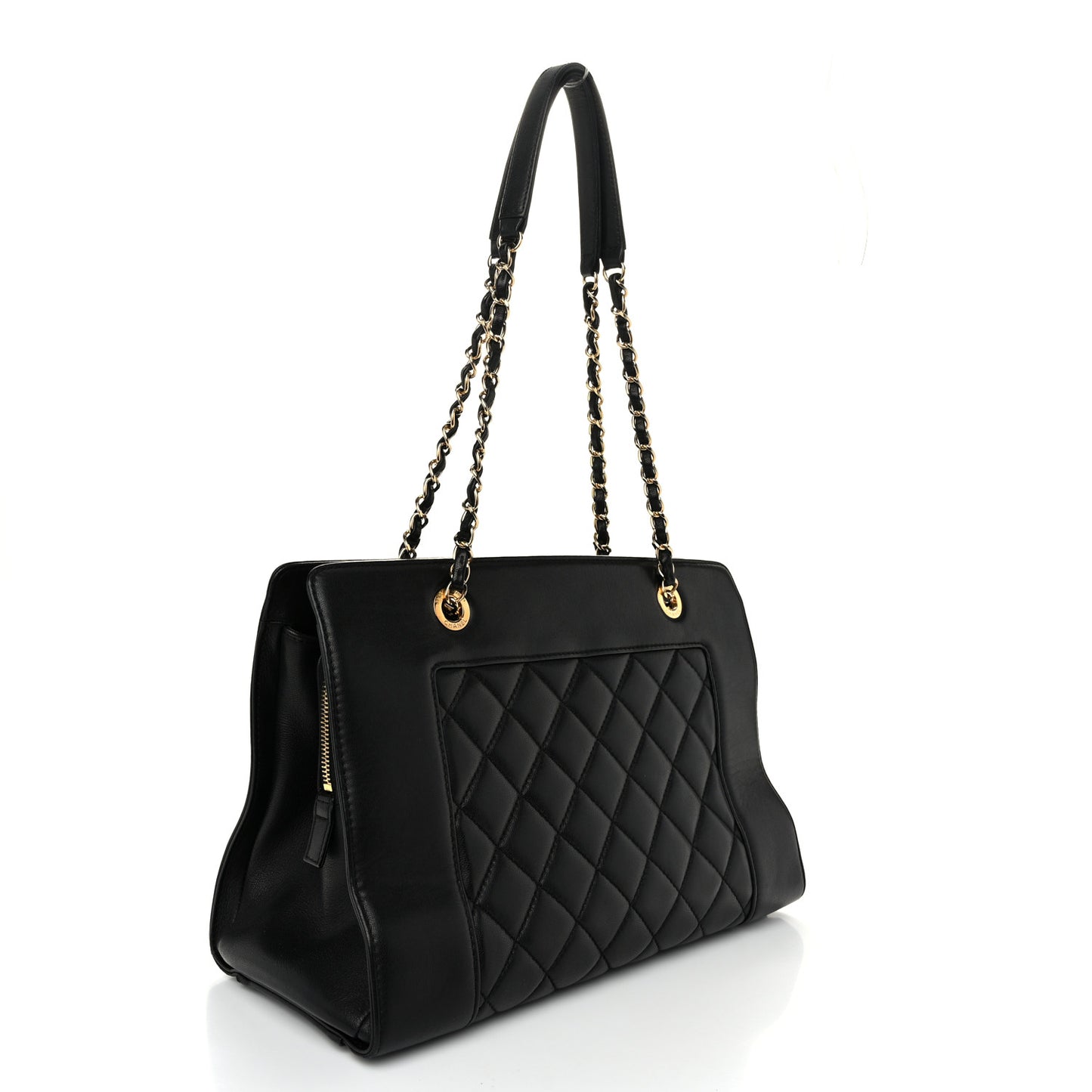 Sheepskin Quilted Mademoiselle Vintage Shopping Tote Black
