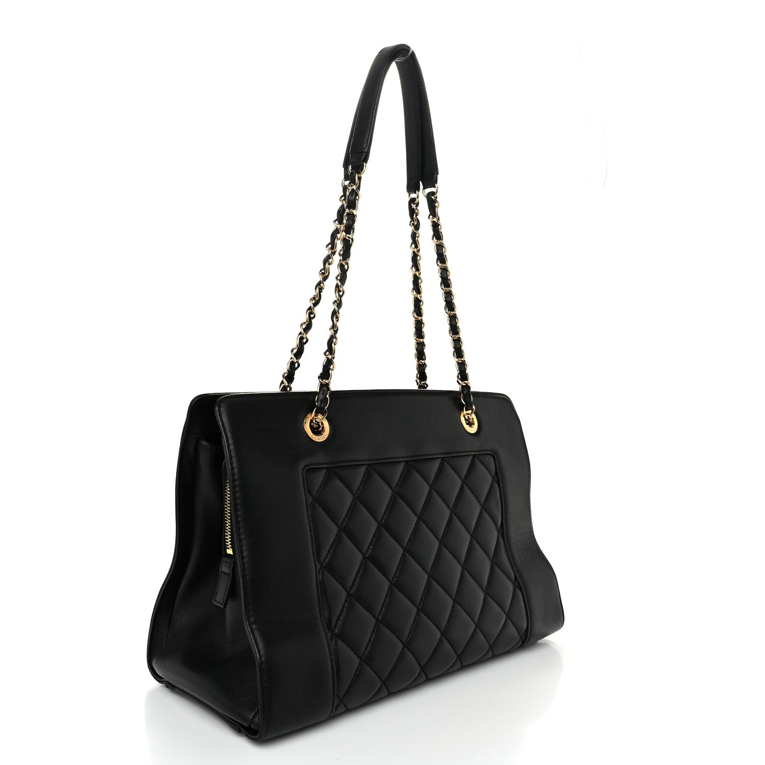 Chanel Sheepskin Quilted Mademoiselle Vintage Shopping Tote Black 3 of 11