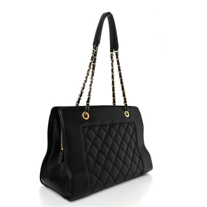 Chanel Sheepskin Quilted Mademoiselle Vintage Shopping Tote Black 3 of 11