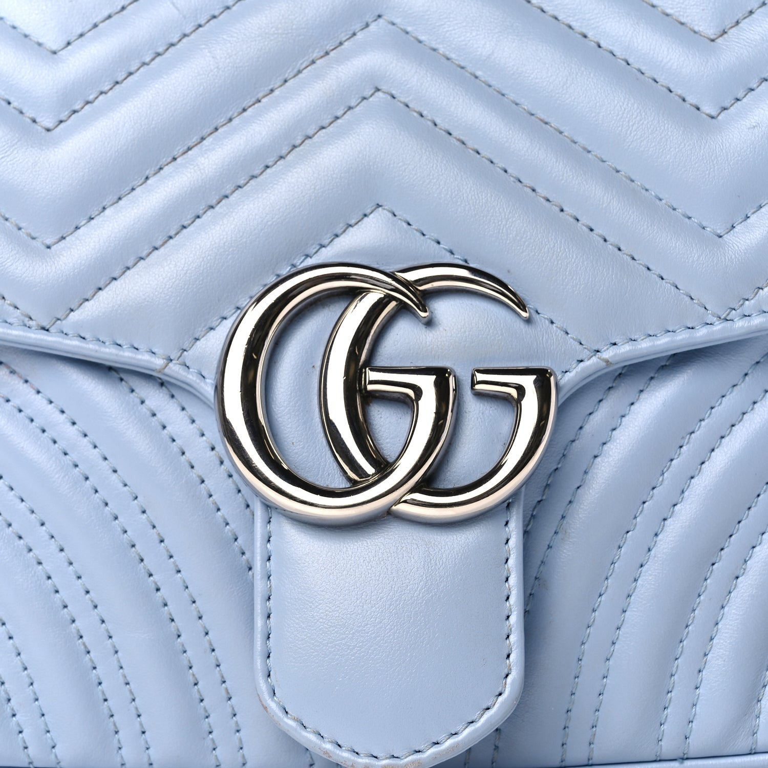 Gucci Calfskin Matelasse Small GG Marmont Shoulder Bag Porcelain Light Blue 6 of 11