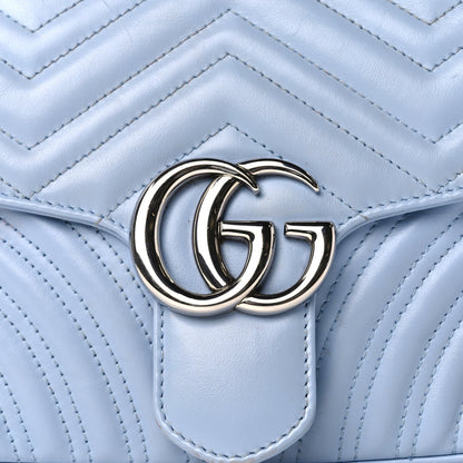 Gucci Calfskin Matelasse Small GG Marmont Shoulder Bag Porcelain Light Blue 6 of 11