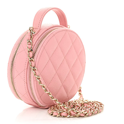 Chanel Caviar Quilted Round Handle With Care Vanity With Chain Pink 3 of 7