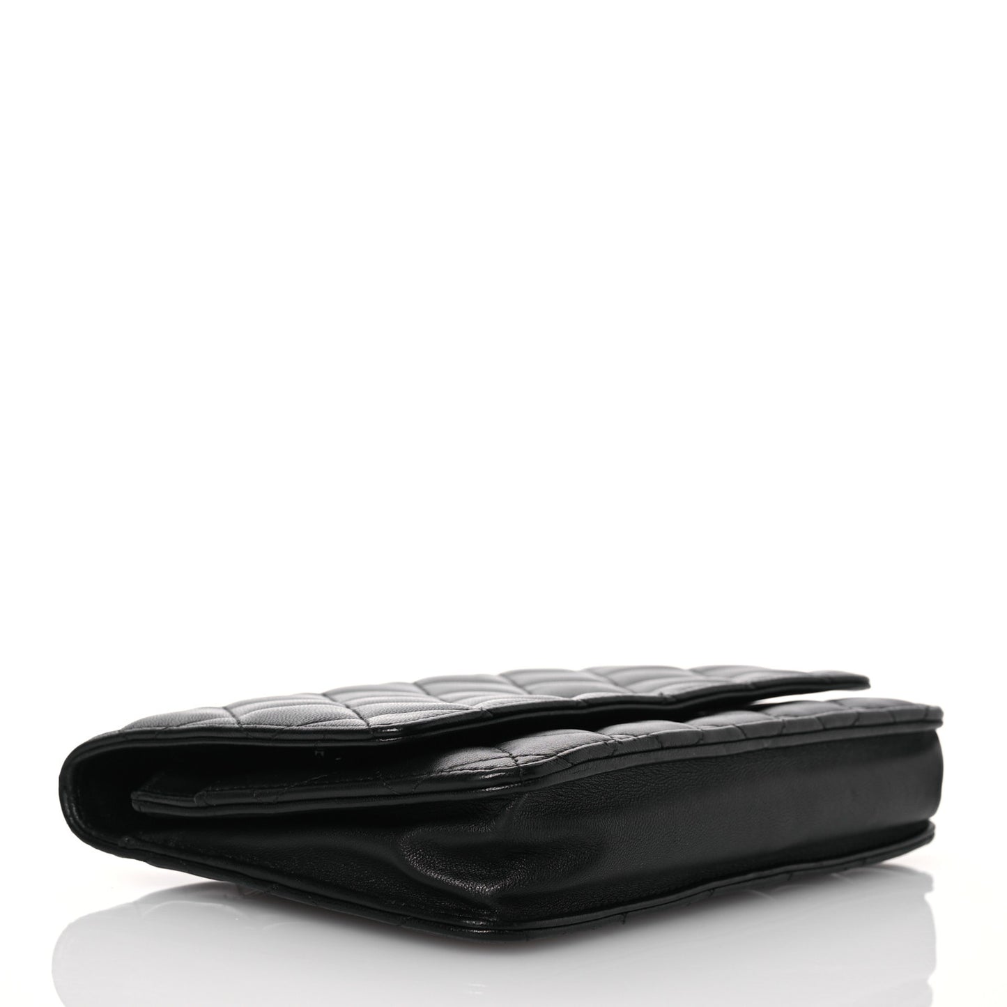 Lambskin Quilted Wallet On Chain WOC Black