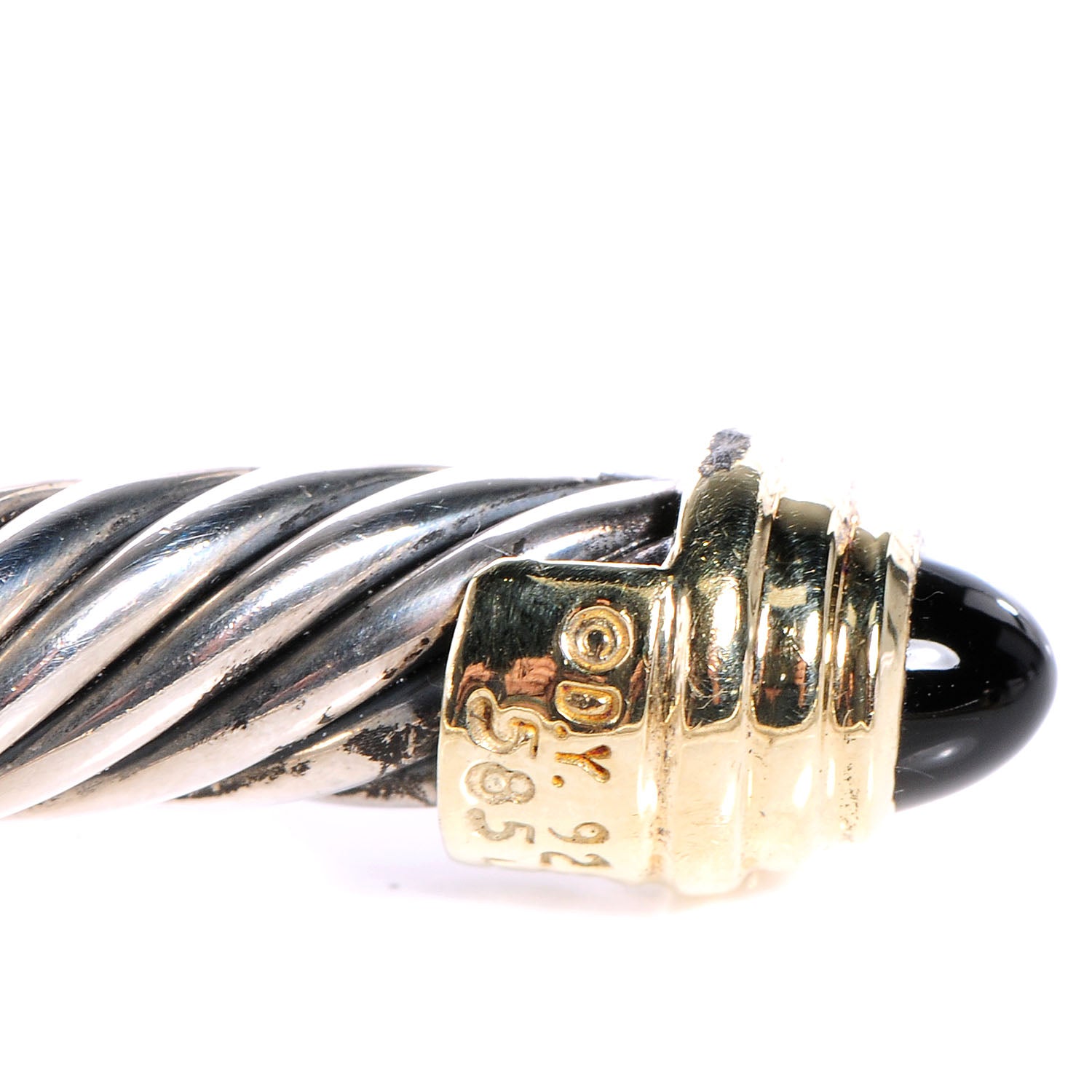 David Yurman Sterling Silver 14K Yellow Gold Black Onyx 5mm Cable Classics Bracelet 5 of 5