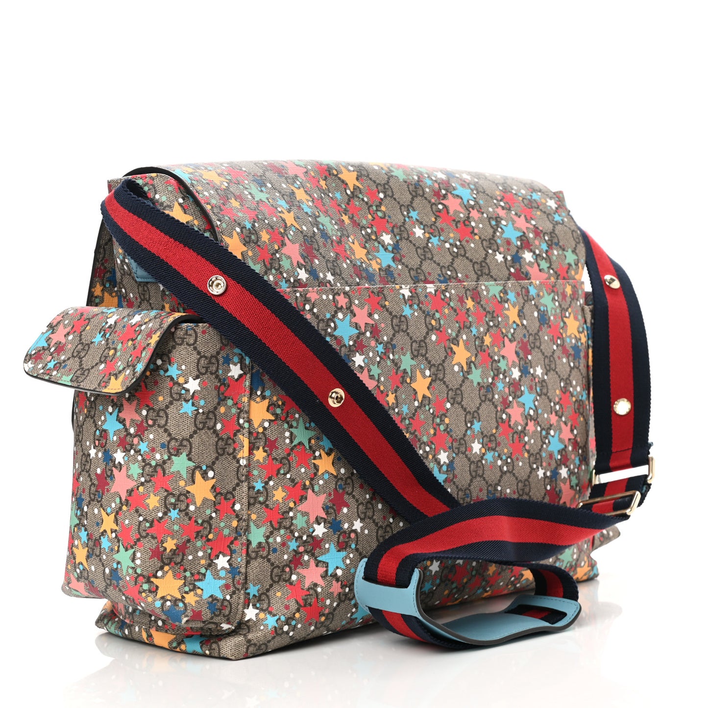 GG Supreme Monogram Star Print Diaper Bag Blue Multicolor