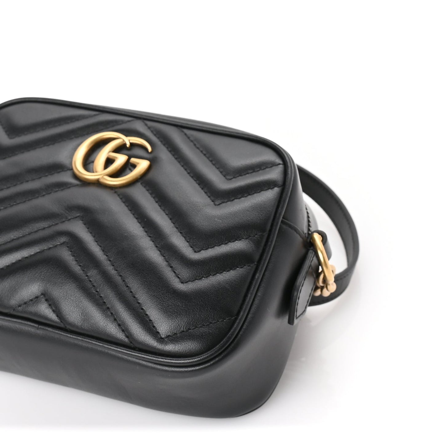 Calfskin Matelasse Mini GG Marmont Chain Shoulder Bag  Black