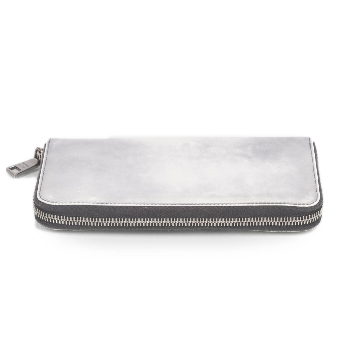 Spazzolato Tria Zip Around Wallet Grigio