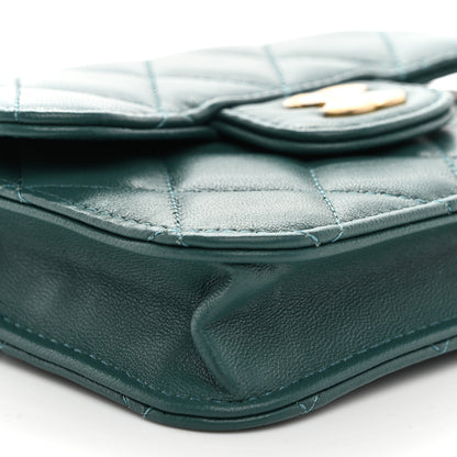 Chanel Lambskin Quilted Top Handle Flap Coin Purse With Chain Green 10 of 11